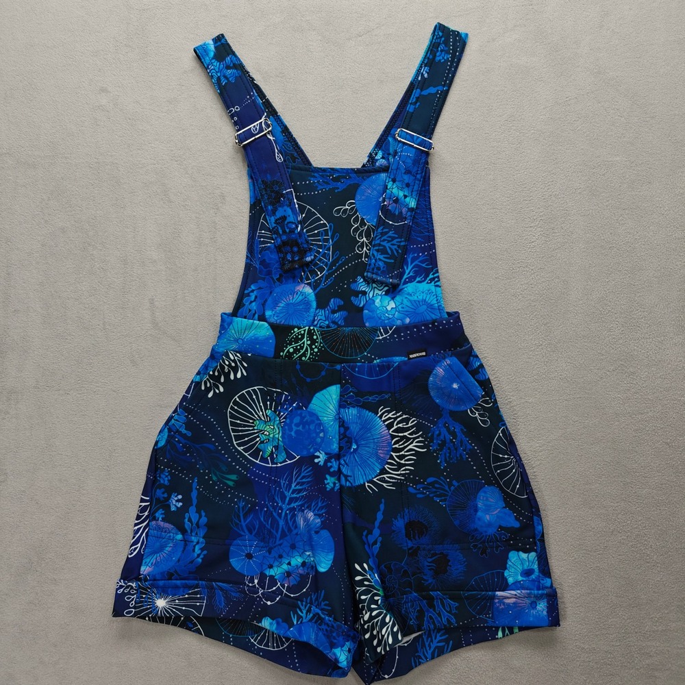 BlackMilk Floral Coral Short Overalls Womens XS‎ Punk Whimsigoth Art to Wear